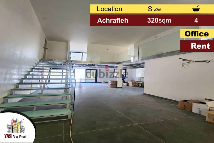 Achrafieh 320m2 | 140m2 Terrace | Luxury Office | Prime Area | Rent | 0