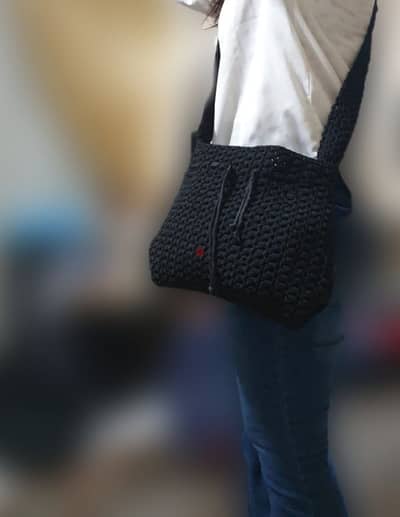 black crochet handmade bag