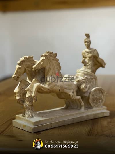 Roman Soldier Figurine with Horse Chariot