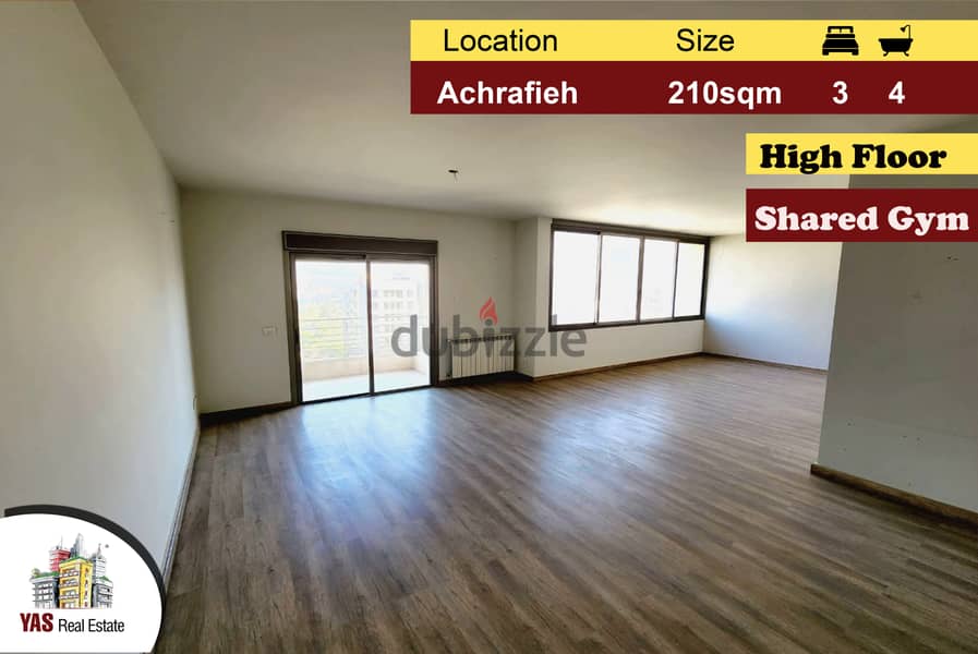 Achrafieh 210m2 | High Floor | Shared Gym | Full Floor  | PA 0