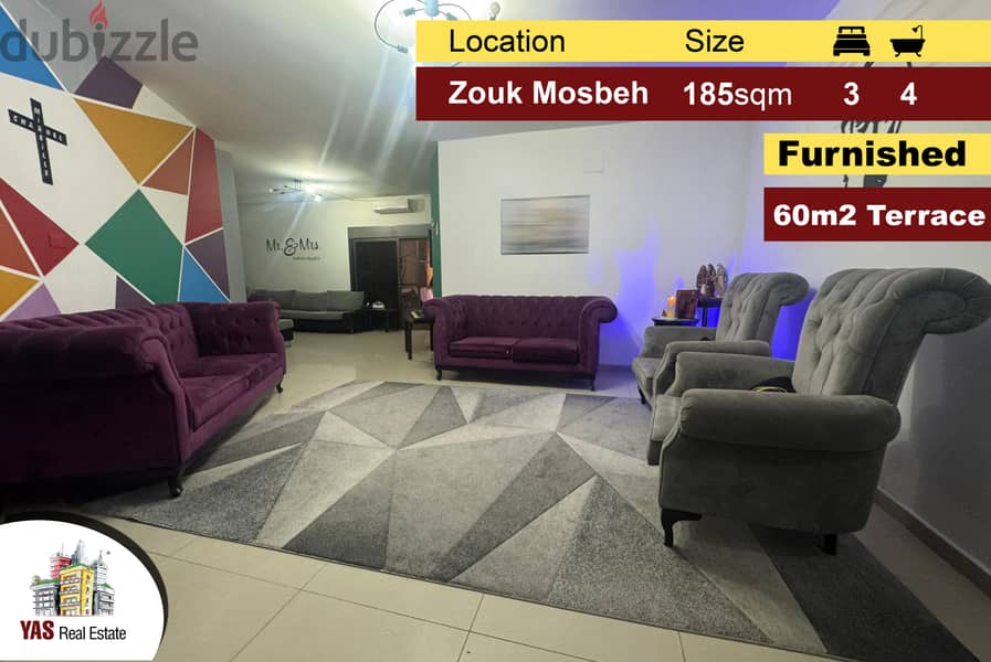 Zouk Mosbeh 185m2 | 60 m2 Terrace | Furnished | Prime Location | EL | 0