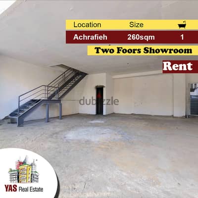 Achrafieh 260m2 | Showroom for Rent | Mezzanine | Prime Location | AC