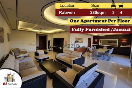 Rabweh 280m2 | Full Floor | Furnished/Equipped |Upgraded |Decorated|AC