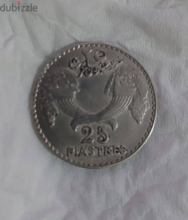 Lebanese 25  Piasters Silver Rare Coin 1933 0