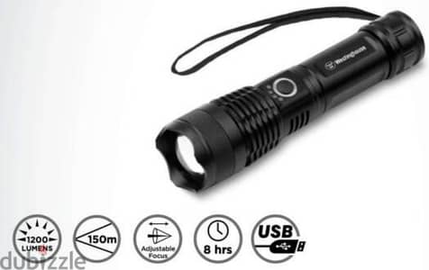 Bright LED Torch WF393 with Adjustable Focus – 1200 Lumens