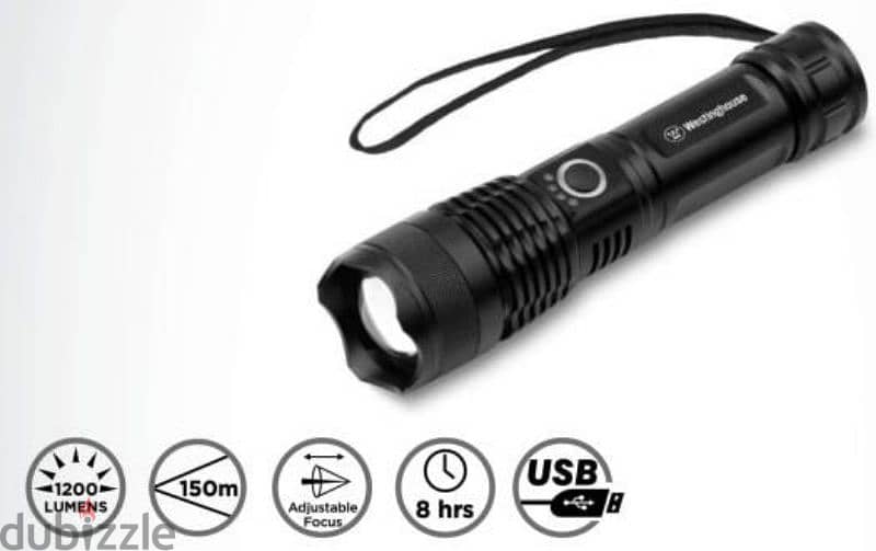 Bright LED Torch WF393 with Adjustable Focus – 1200 Lumens 0