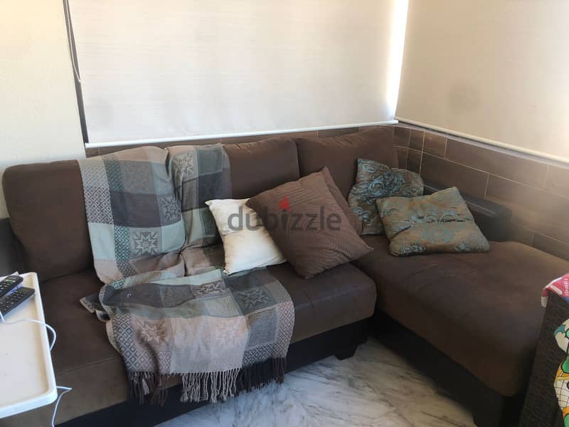 Bamboo set and brown sofa for sale 2