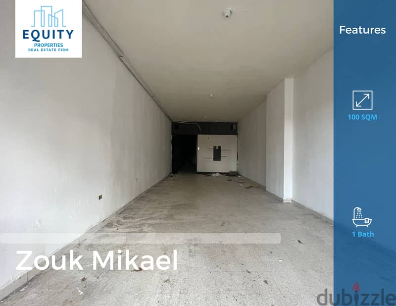 100 SQM Shop For Rent In Zouk Mikael محل للايجار في زوق مكايل#RK113926 0