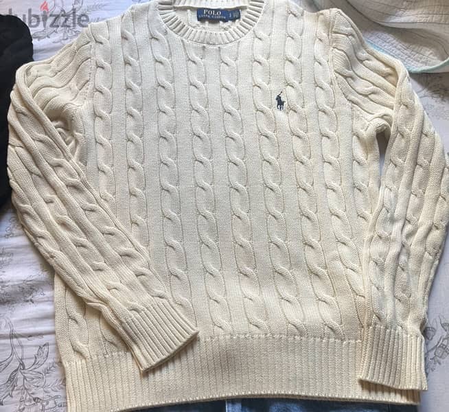 ralph lauren knit cable beige size small 100% authentic 0