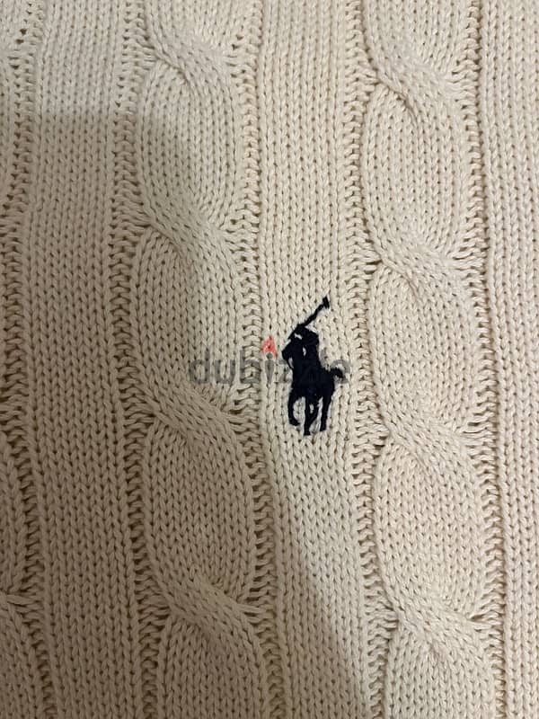 ralph lauren knit cable beige size small 100% authentic 1