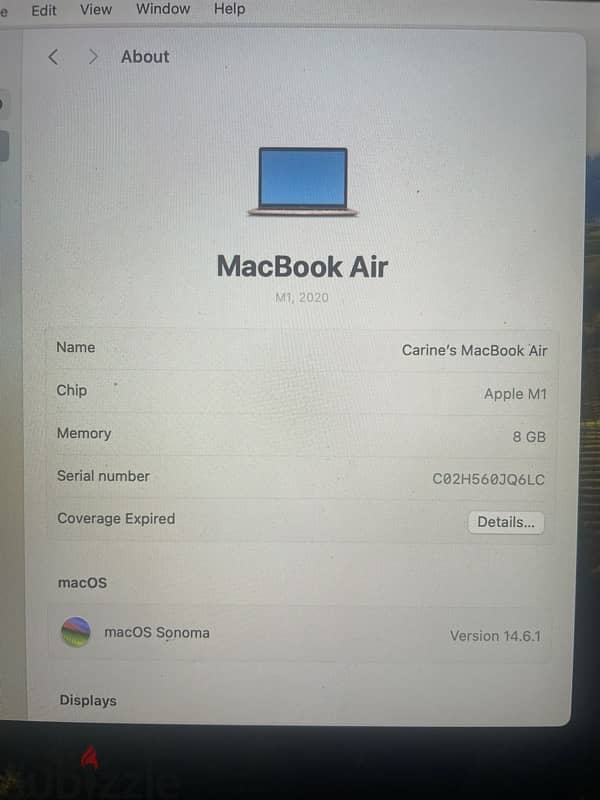 Macbook Air 2020 13' 256 GB 6