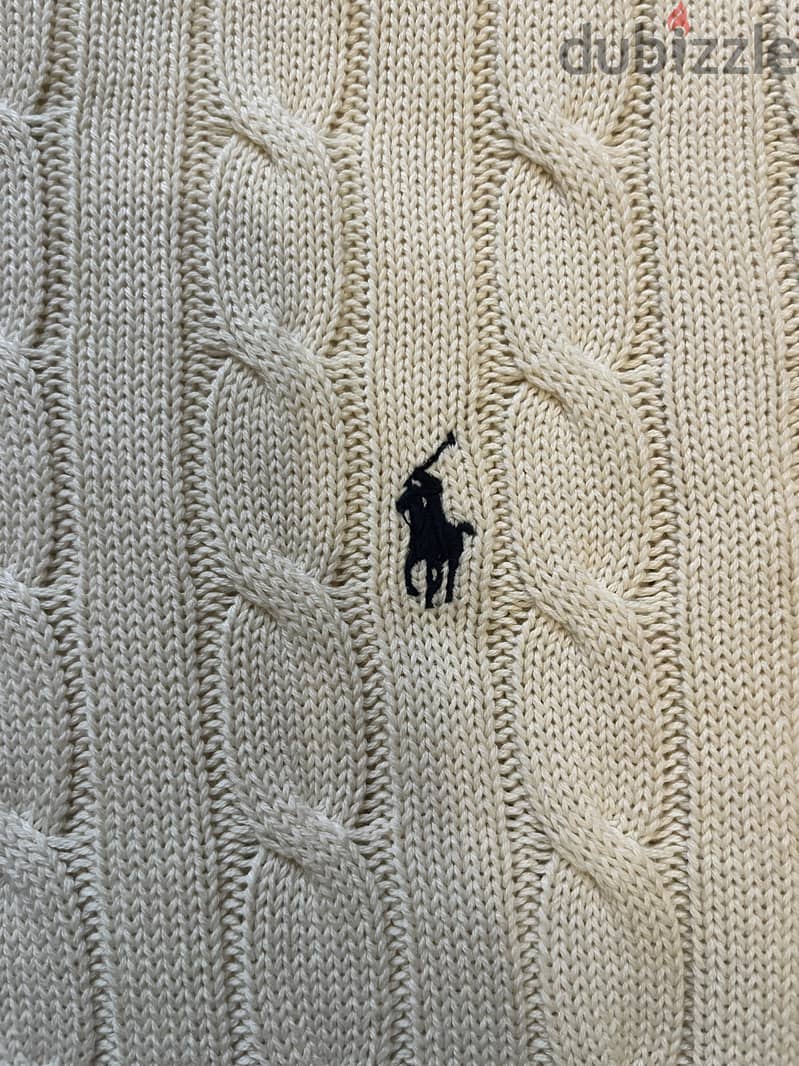 ralph lauren knit cable beige size small 100% authentic 2