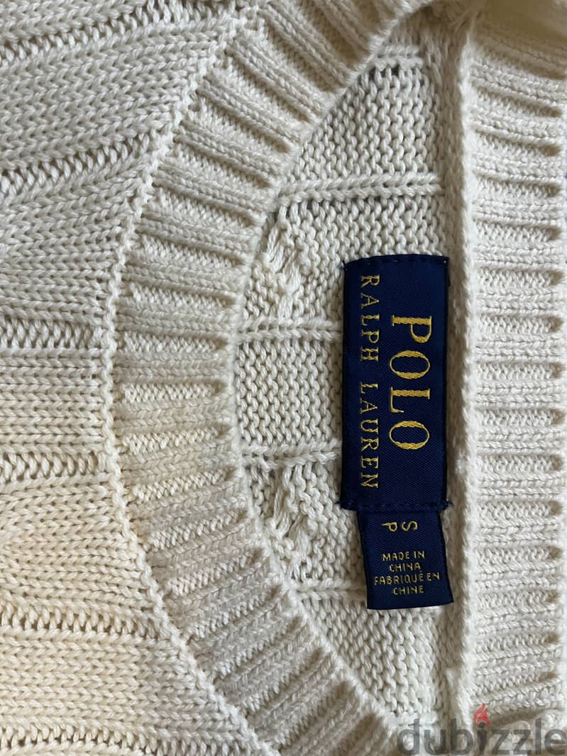 ralph lauren knit cable beige size small 100% authentic 3