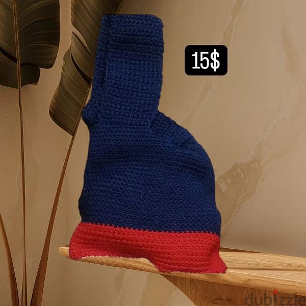 crochet bag dark blue and red in color-جزدان كروشيه  كحلي واحمر 0