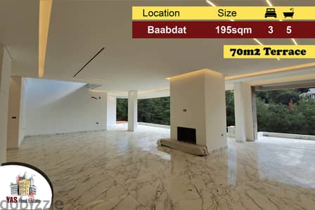 Baabdat 195m2 | 70m2 Terrace | Mountain View | Private Compound | AMK