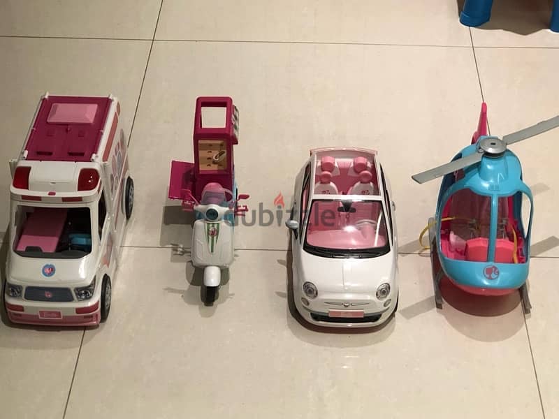 Barbie toys: Barbie clinic car, motorcycle , car & helicopter 1