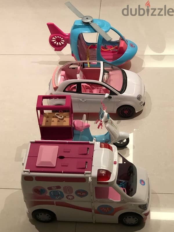 Barbie toys: Barbie clinic car, motorcycle , car & helicopter 2