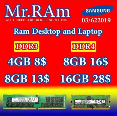 New Ram ddr3 ddr3 desktop and laptop