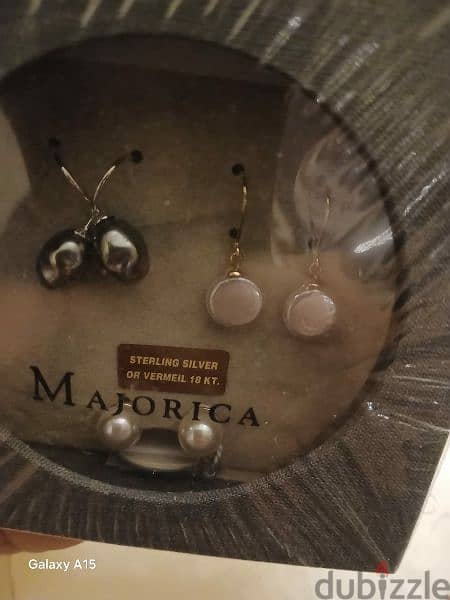 3 pairs earrings Majorica made from sterling silver and or vermeil 18k 1