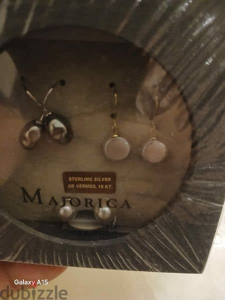 3 pairs earrings Majorica made from sterling silver and or vermeil 18k 2