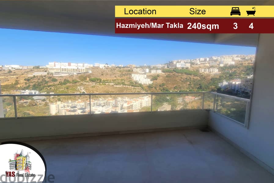 Hazmiyeh/Mar Takla 240m2 | New | Flat | Well Lighted | PA | 0