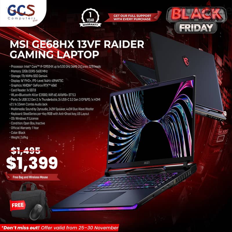 MSI GE68HX 13VF Raider Gaming Laptop 0