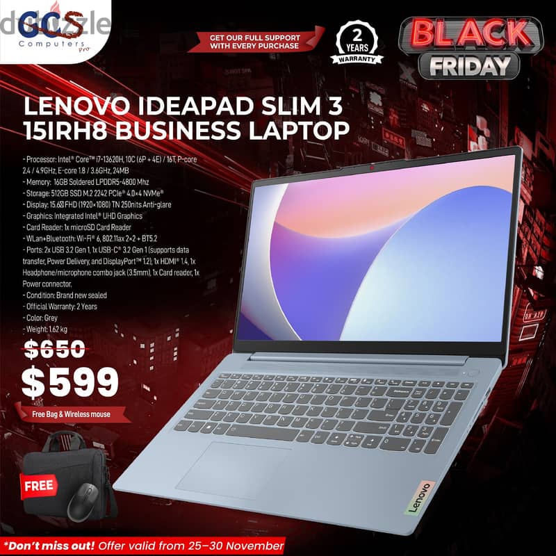 Lenovo IdeaPad Slim 3 15IRH8 Business Laptop 0