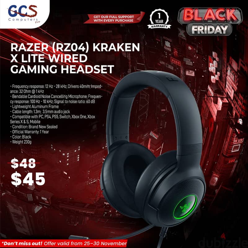 Razer (RZ04) Kraken X Lite Wired Gaming Headset 0