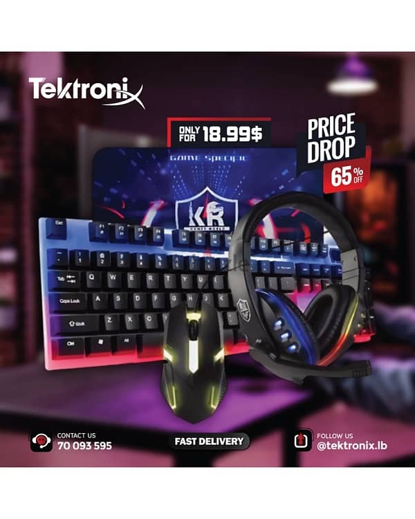 "Special Offer" 4 in 1 Gaming RGB Set Waterproof Keyboard / Headset 0