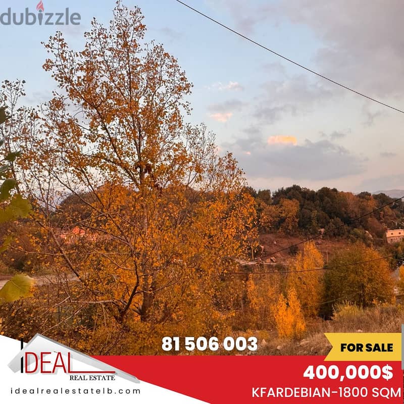 1800 sqm land for sale in Kfardebian REF#KZ300 0