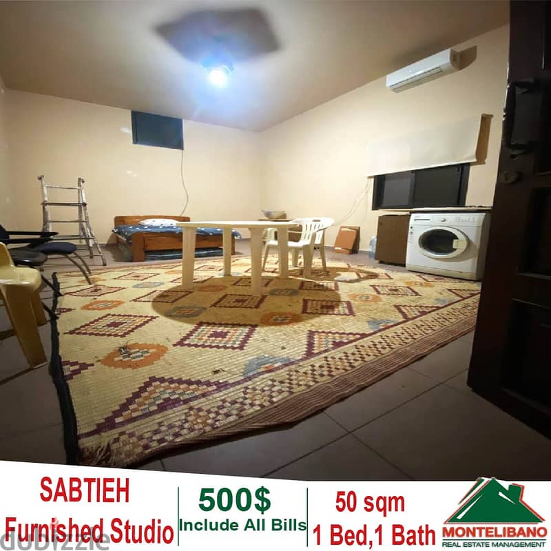 50 sqm Fully Furnished Studio For Rent in Sabtieh 0