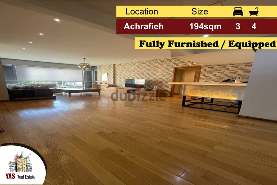 Achrafieh 194m2 | Fuly Furnished/Equipped | Full Floor  | PA | 0