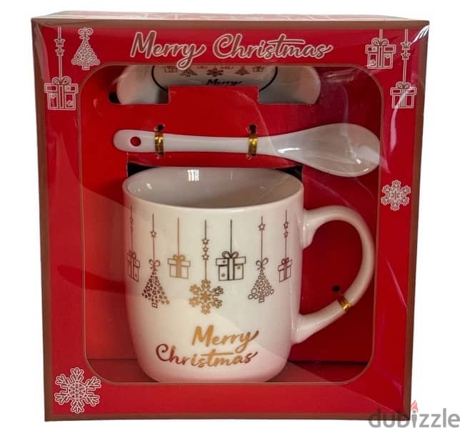 Festive Christmas Mug Set with Plate and Spoon 1