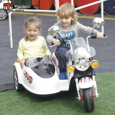 Kids motorcycle ride on with extra seat electric gift toyوتو بطارية