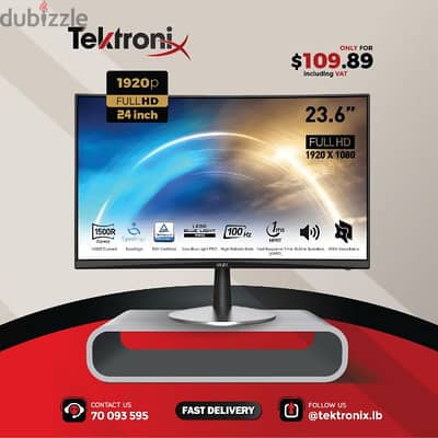 MSI PRO 23.6 Inch Full HD Curved Office Screen Monitor VA Panel 100Hz