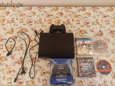 ps3 slim/2 original controllers/cables/5 video games