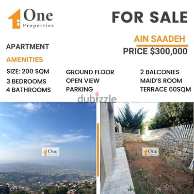 APARTMENT FOR SALE IN AIN SAADEH