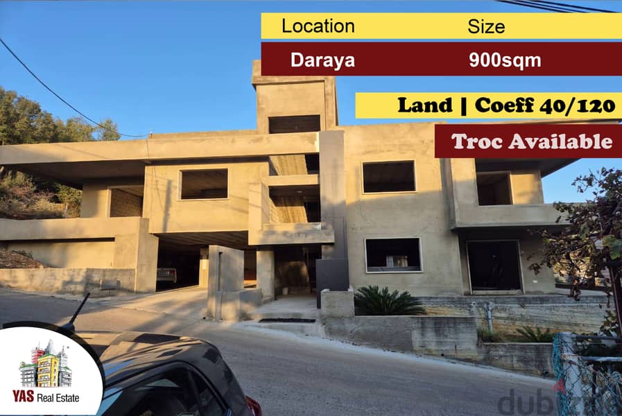 Daraya 900m2 | Land | Built up 350m2 | Troc Available | Residential|AC 0