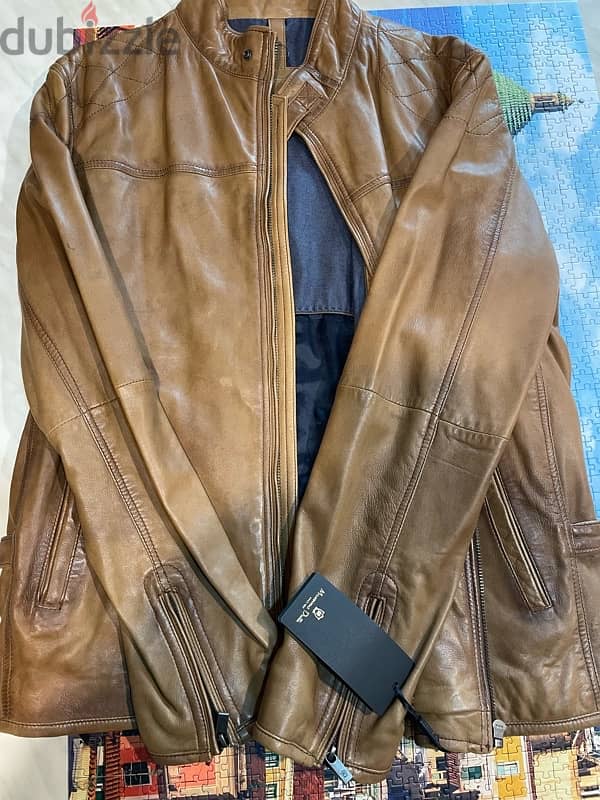 Massimo dutti brown leather jacket XXL ( new ) 1