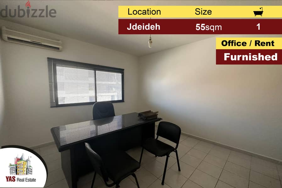 Jdeideh 55m2 | Office | Furnished | Rent | Ideal Location | MJ | 0