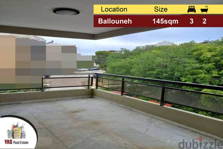 Ballouneh 145m2 | Well Lighted Flat | Greenery View | Calm Street | EL