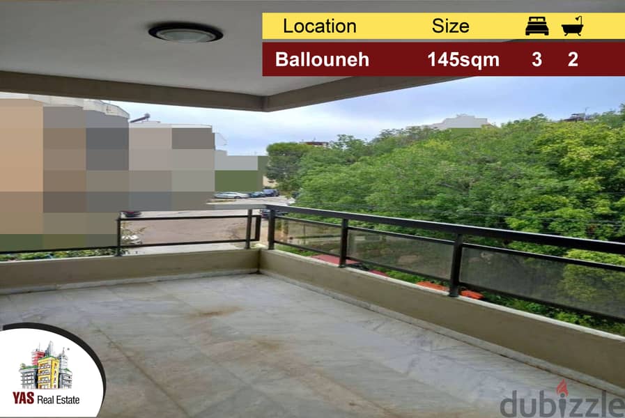 Ballouneh 145m2 | Well Lighted Flat | Greenery View | Calm Street | EL 0