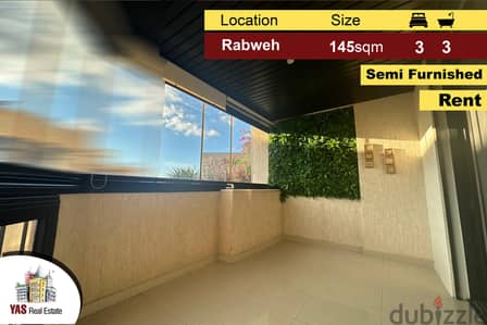 Rabweh 145m2 | Semi Furnished | Rent | Dead –End Street | Luxury | MJ