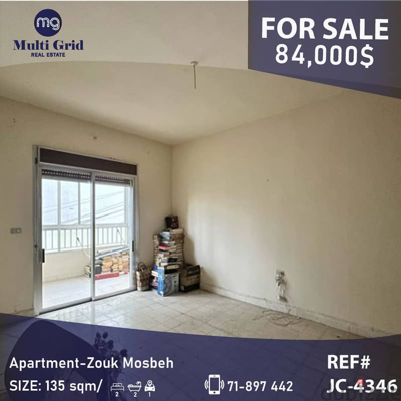 JC-4346 / Apartment for Sale in Zouk Mosbeh , شقة للبيع في زوق مصبح 0