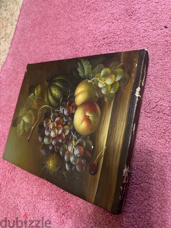 Very nice fruit painting but very damaged 1