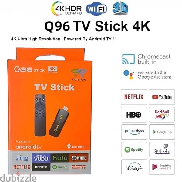 Q96 4K TV Box Stick – Android TV Dongle & Media Player 8gb 128gb 1