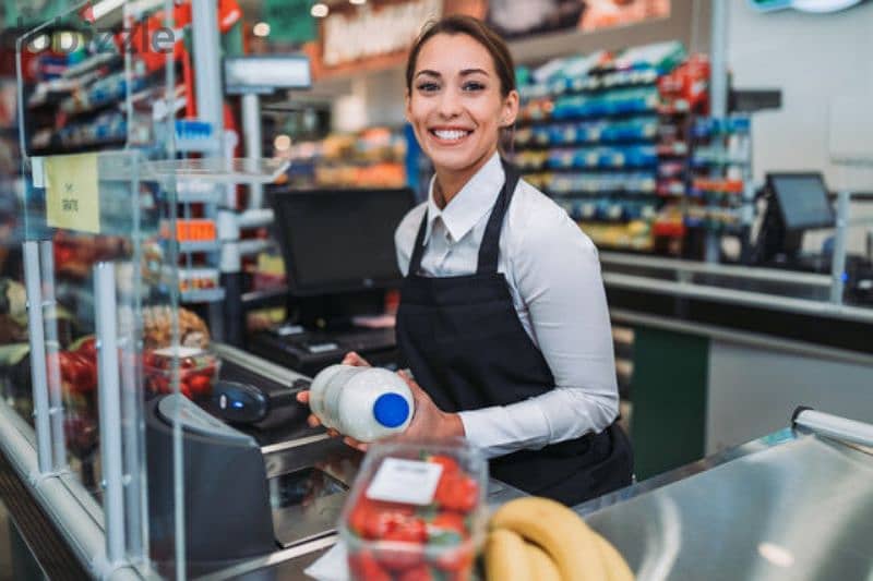 cashier needed. . . موظفة على الصندوق في سوبرماركت 0