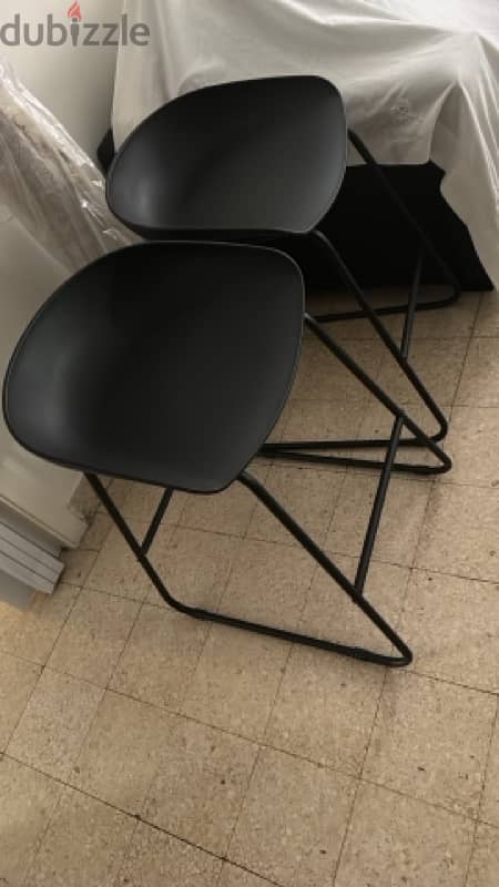 2 Black Matt bar stools 1