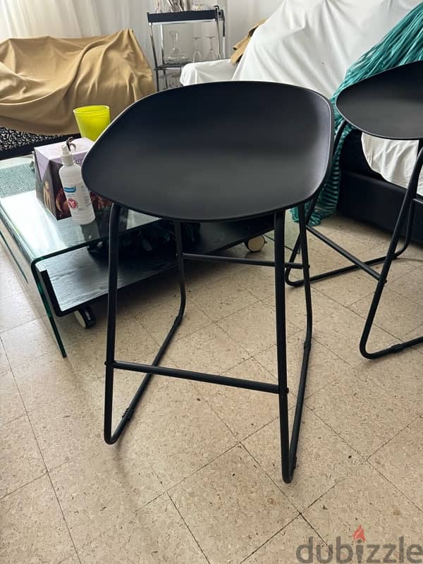 2 Black Matt bar stools 2