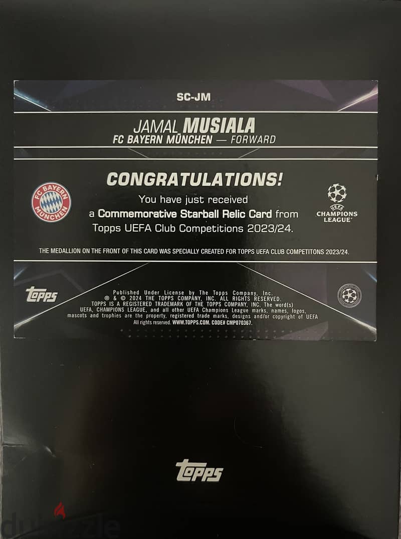 Jamal Musiala 2023-24 Topps UCC Commemorative Starball Relic Medallio 1